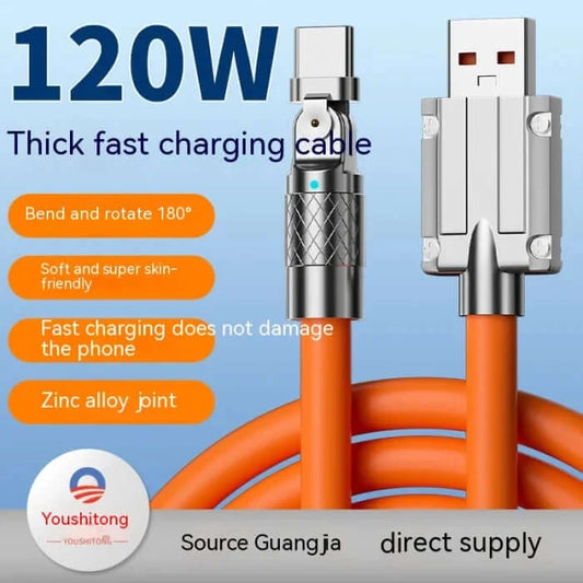 120w mobile game rotating elbow data charging cable - trendy