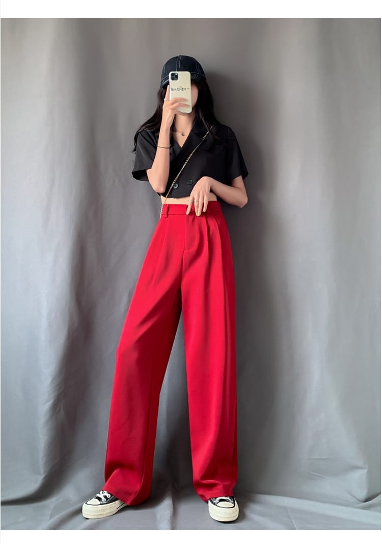 Women’s Ice Silk Thin High Waist Wide Leg Pants