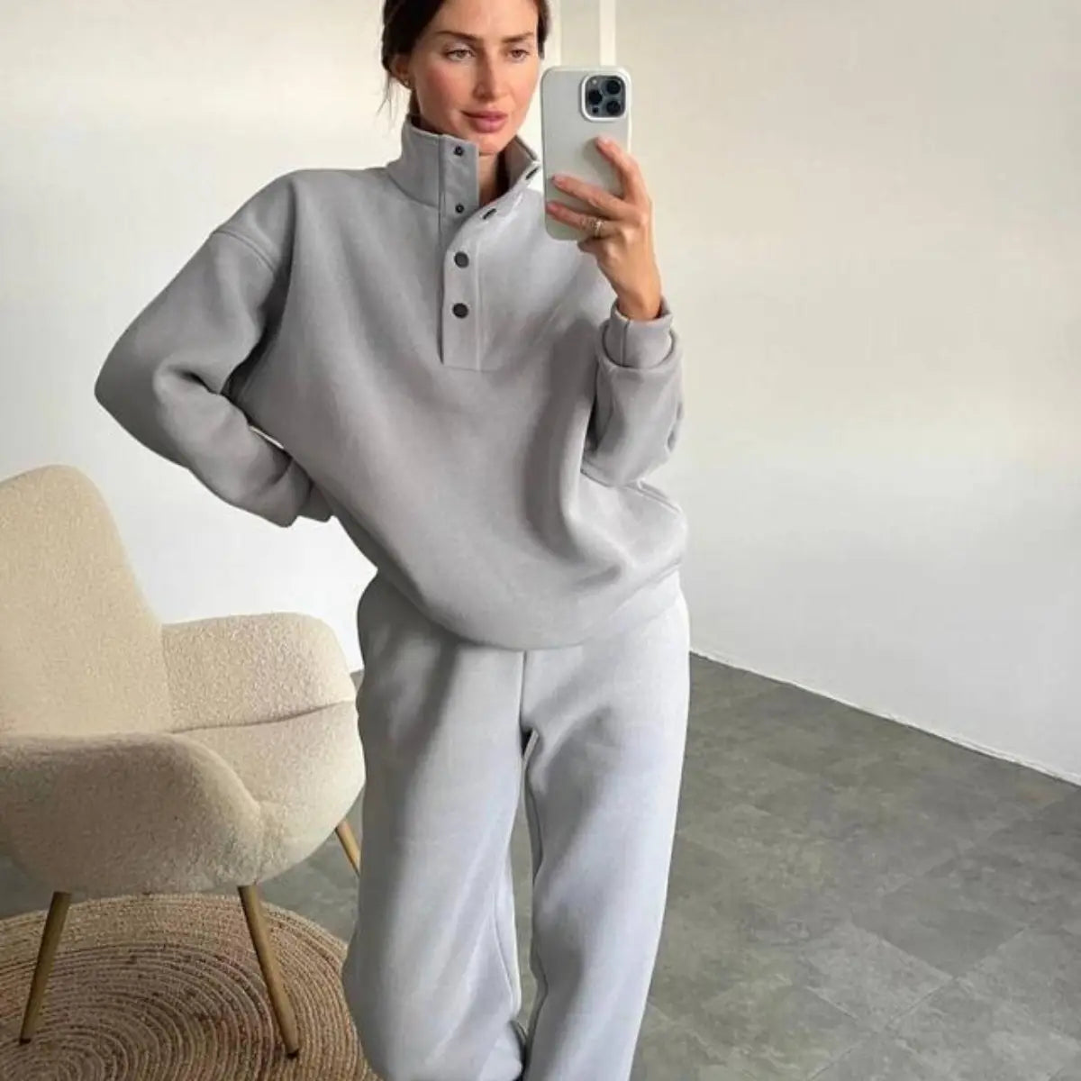 Women’s Fashion Solid Color Hoodie And Pants Suit