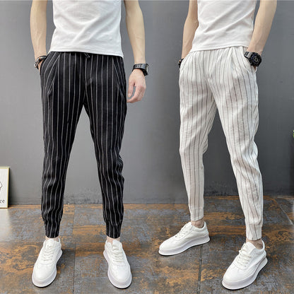 Spring And Summer Thin Men's Vertical Strip Small Foot Casual Pants Aiophie’s