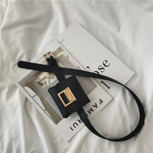 Black pu belt bag - small accessories