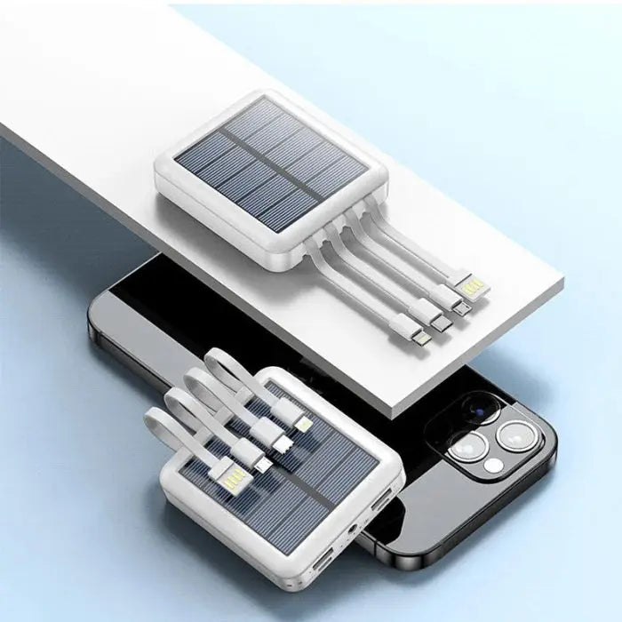 Four line solar power charging bank - white / 10000mah trendy