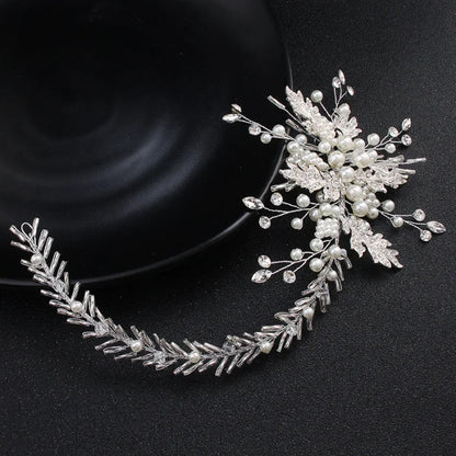 Handmade pearl hairband - silver wedding accessories