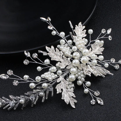 Handmade pearl hairband - silver wedding accessories