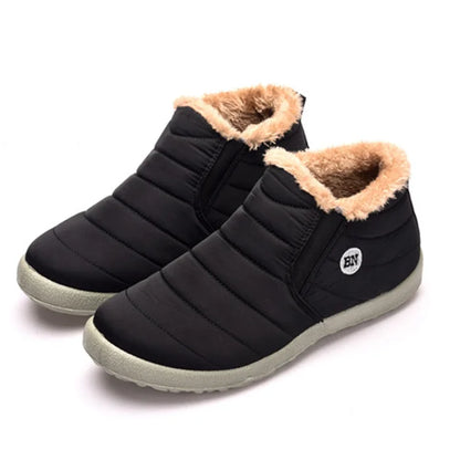 Men’s slip on fashion warm ankle winter waterproof shoes - black / 40