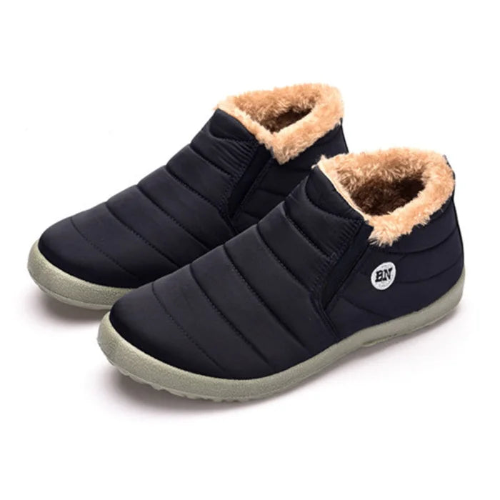 Men’s slip on fashion warm ankle winter waterproof shoes - dark blue / 40