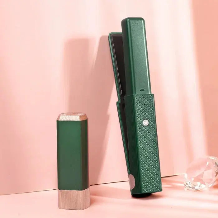 Portable hair straightening comb curling stick splint - green trendy