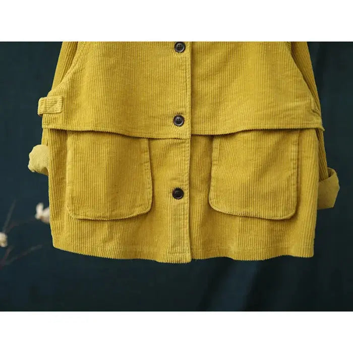 Short stand collar long sleeve corduroy jacket - tops - women