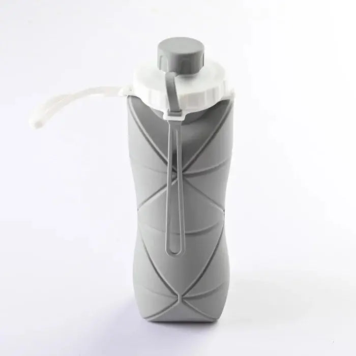 Silicone collapsible water bottle for sports and adventure. - grey trendy