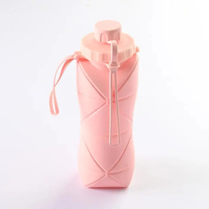 Silicone collapsible water bottle for sports and adventure. - pink trendy