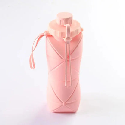 Silicone collapsible water bottle for sports and adventure. - pink trendy