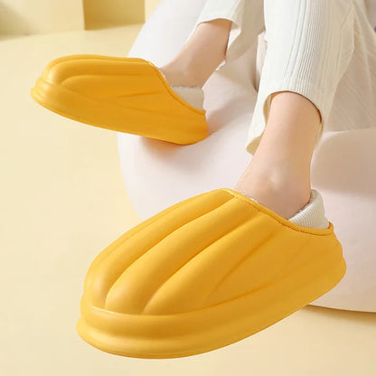 Waterproof thick - soled non - slip plush winter slippers - footwear