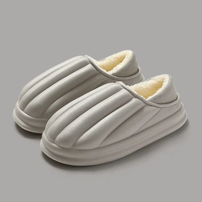 Waterproof thick - soled non - slip plush winter slippers - grey / 40 41 footwear