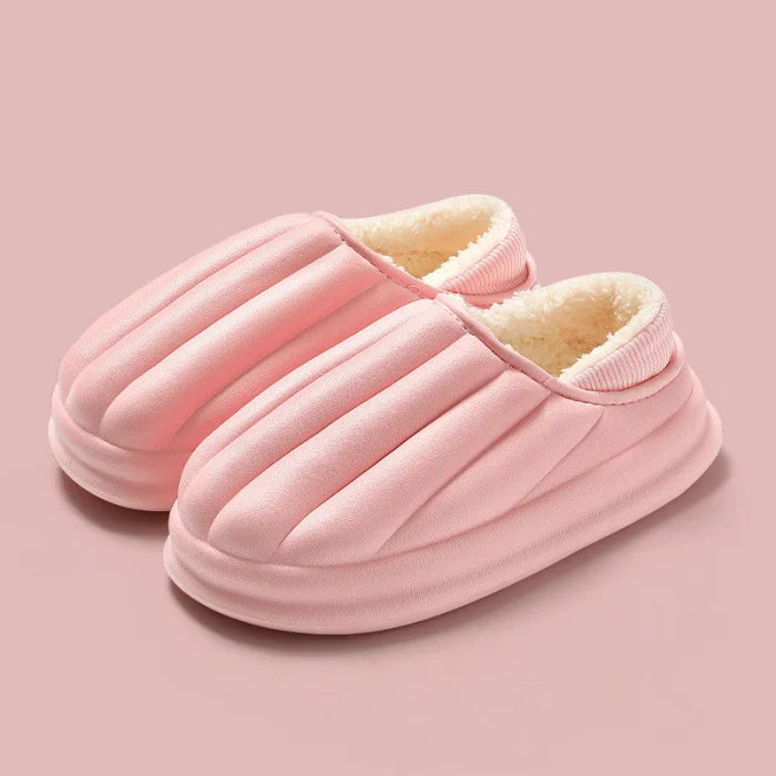 Waterproof thick - soled non - slip plush winter slippers - pink / 36 37 footwear