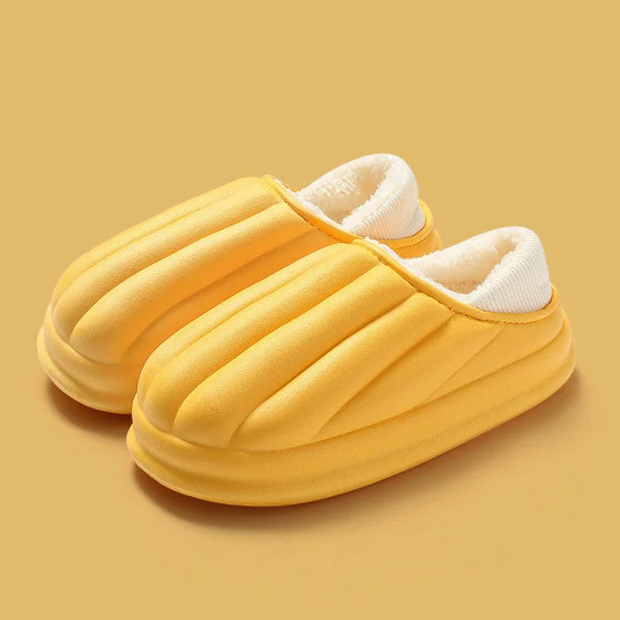 Waterproof thick - soled non - slip plush winter slippers - yellow / 36 37 footwear