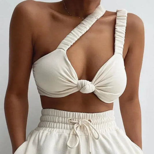 Women’s crop navel twist slim sling top - white / s tops - women