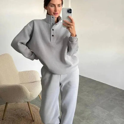 Women’s fashion solid color hoodie and pants suit - tops - women