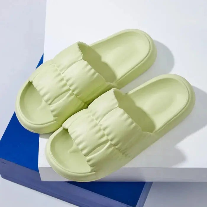 Women’s flower petal style slippers - light green / 36 - 37 footwear