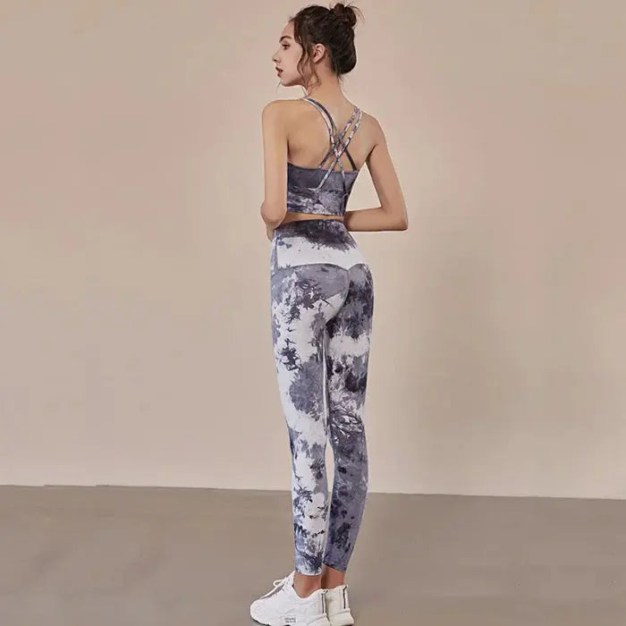 Women’s tie - dye yoga outdoor sportswear - grey / s sports - women