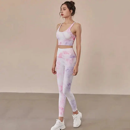 Women’s tie - dye yoga outdoor sportswear - pink / s sports - women